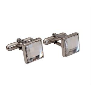 Swarovski Silver-Tone Clear Crystal Square Cufflinks